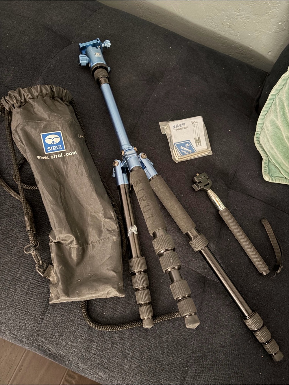 Blue Aluminum Tripod & Monopod Set with Carry Bag